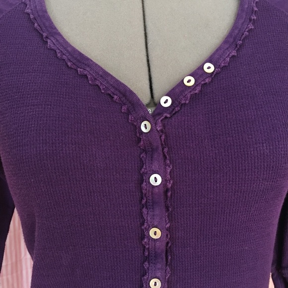 Purple Selena Gomez v-Neck Henley - Picture 3 of 6
